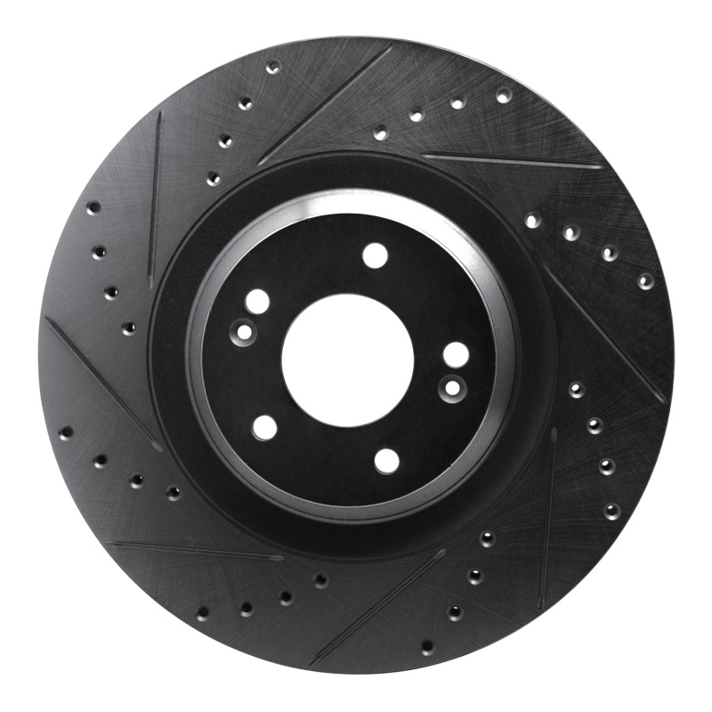 Hyundai Veloster N Brake Rotor (1) - Front Left - R1 Concepts - Drilled & Slotted - Black - 2022+ Hyundai Veloster N Brake Rotor (1) - Front Left - R1 Concepts - Drilled & Slotted - Black - 2022+